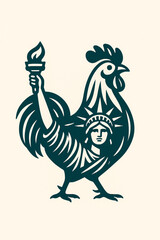chicken vector with statue of liberty motif