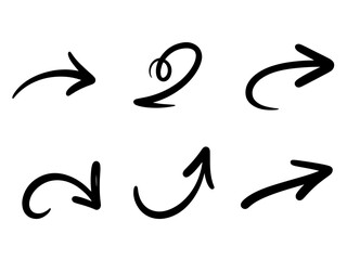 Set of six different types of arrows