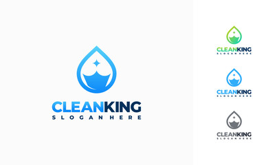 Cleaning King Logo designs concept vector, Cleaning Service and Maintenance logo designs symbol icon