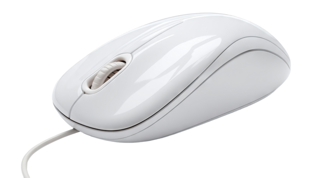 Smart device mouse isolated on transparent background — high-resolution PNG-style cutout with clean edges, sleek ergonomic design for product mockups, UI/UX previews, e-commerce thumbnails, web
