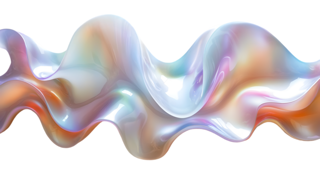 Glossy Iridescent Waves of Sand on Gentle Curves in Pastel Colors isolated on a transparent background