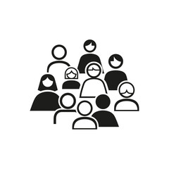 Professional monochrome glyph icon of a community group symbol.