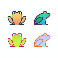 Obraz premium Colorful Frog Icons Set Variety of Frog Illustrations in Modern and Vibrant Styles