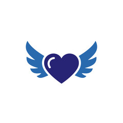 Obraz premium Two-tone glyph icon of a winged heart for freedom and affection.