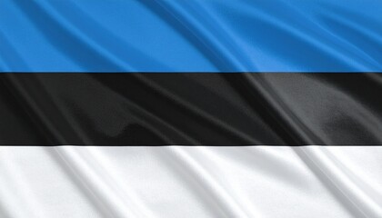National flag of Estonia with horizontal stripes of blue, black, and white.