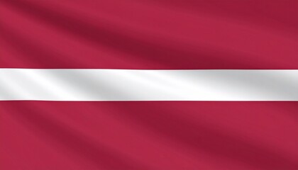 National flag of Latvia with dark red field and a horizontal white stripe.