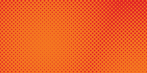 Dots halftone orange color pattern gradient texture with technology digital background. Dots pop art comics