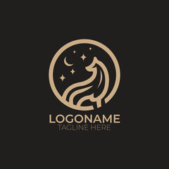 Fototapeta premium luxury wolf logo design line art vector