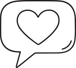 Love in Thought: An abstract illustration depicts a single, bold heart within a speech bubble, ready to show your feeling and love.