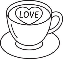 Love in Every Sip: A comforting cup of warm beverage, adorned with a heart-shaped design that spells out Love, invites you to savor the simple pleasures and warmth.