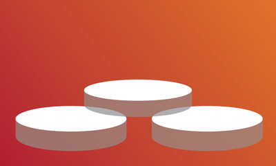 3D round podium platform for product display.  Podium with circular stages on dark background, perfect for product presentation, exhibitions, branding, or modern display design. Vector Illustration
