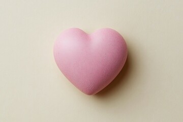 Minimalist pink heart on soft pastel background symbolizing love, romance, kindness, and emotional connection