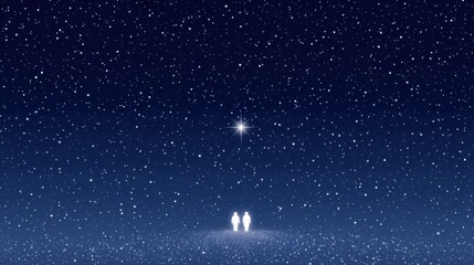 Naklejka premium Couple Silhouetted Against a Starry Night Sky