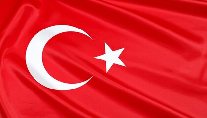 Create a bold digital illustration of the Turkish flag with a white star and crescent on a vivid red background.