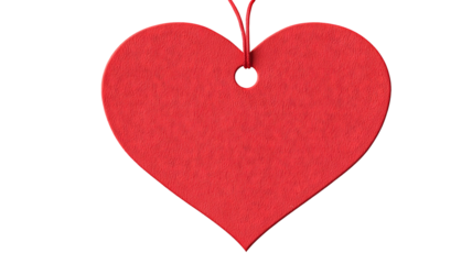 Valentine heart-shaped tag paper sticker label — high-resolution isolated PNG cutout with transparent background for love-themed branding, gift tags, packaging, scrapbooking, cardmaking, e-commerce