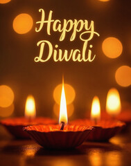 Glowing candles with warm light and blurred festive background for Diwali celebration
