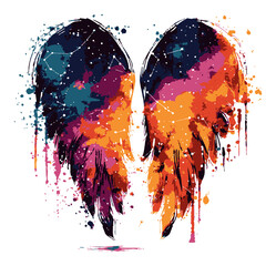 Fototapeta premium Colorful Abstract Illustration of Artistic Heart-Shaped Wings