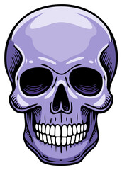 Fototapeta premium Lilac Skull Illustration, Halloween Decoration, Death Symbolism, Cartoon Style