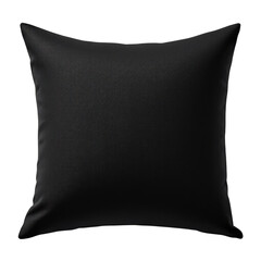 Black Leather Square Pillow on Transparent Background