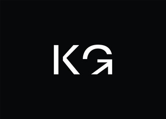 Minimalist KG Logo: A striking minimalist logo featuring the initials KG in a sleek, modern design, set against a contrasting dark background, perfect for branding, design and minimalist aesthetics.