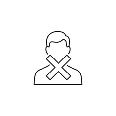 User profile with a cross, indicating removal, cancellation, or restriction