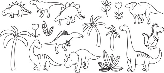  Dinosaur, Sketch, Prehistoric, Animal, Drawing, Art, Jurassic, Cartoon, Creature, Kids, Fun, Nature, Extinct, Reptile, Adventure, Illustration, History, Fossil