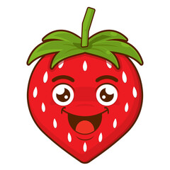 strawberry playful face cartoon cute