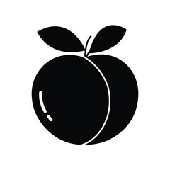 Black peach silhouette showcasing a smooth texture and defining seam on a white background