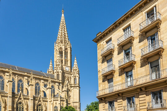 Catedral del Buen Pastor and historic buildings in San Sebastian city center