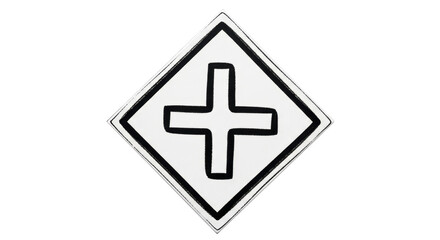 Isolated Black and White Plus Sign