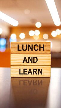 Wooden blocks displaying Lunch and Learn