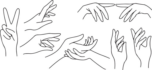 Hand Gesture Vector Illustrations with Creative Art, Minimalist Design, Black and White, Expressive, Stylish, Illustrative, Artistic, Decorative, Hands, Elegant, Simple, Whimsical, Detailed, Modern, C
