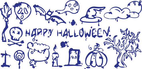 Happy Halloween Vector Art with Festive Icons, Creative Design, Black and White, Illustrative, Whimsical, Spooky, Cute, Artistic, Decorative, Fun, Holiday Spirit, Detailed, Celebratory, Festive, Hallo