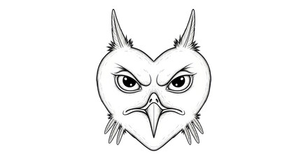 Isolated Angry Owl Heart
