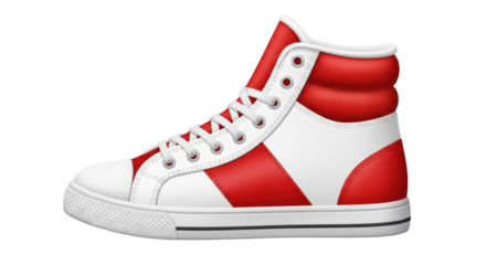 Isolated Red and White High-Top Sneaker