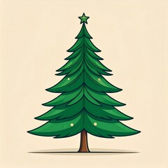 Fototapeta premium Pixel Art Christmas Tree with Star Topper on Beige Background for Holiday Celebration