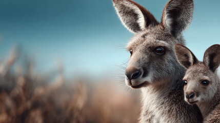 National Kangaroo Awareness Day, close-up of adult kangaroo with joey in pouch