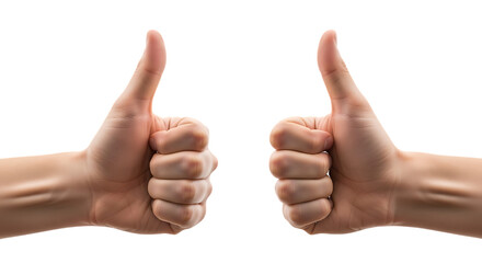 Two thumbs up gesture isolated on a transparent background