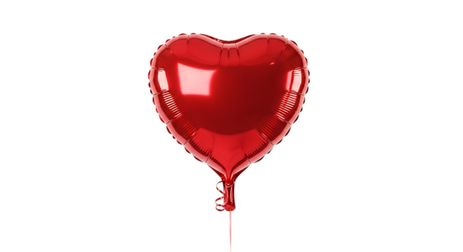 Shiny Red Heart Balloon isolated on a transparent background