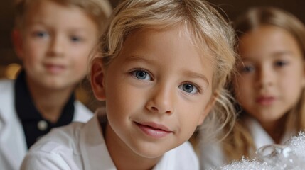 Children engaging in science experiment classroom photography educational environment close-up view learning concepts