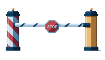 Automatic barrier gate, access control and security equipment concept, isolated on white background