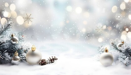 stockphoto, festive celebrate christmas eve background concept banner of xmas decorate ball and snow flake christmas tree white colour scheme mock up template seasonal design. Design for christmas car