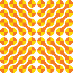 Geometric pattern with a circular wave design in yellow and orange. / 連なる円形のウェーブ 幾何学模様 背景素材 黄色 オレンジ