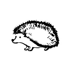Whimsical sketch hedgehog. Hand drawn vector illustration on white background
