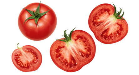 Fototapeta premium Freshly Cut Tomatoes on a White Background