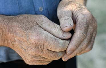Fototapeta premium close up of elderly man's hands. Senior Adult hands 80 years