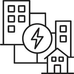Community Energy Network Vector, Urban Energy Distribution Icon, Power Supply Infrastructure Icon