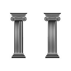 Obraz premium Black and white ionic columns illustration on white background
