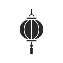 Fototapeta premium Traditional chinese paper lantern silhouette with hanging tassel