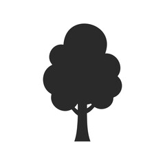 Simple black tree silhouette icon on white background